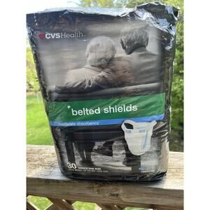 CVS UNISEX BELTED SHIELDS 1 Sz 30 Count Medium Absorb Fits Waists Up To 60”